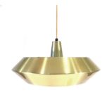 A 1970's brass coloured ceiling light with a perspex diffuser