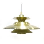 A 1970's brass coloured four tier ceiling light in the manner of Louis Poulsen CONDITION