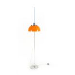 A Harvey Guzzini orange and chrome standard lamp CONDITION REPORT: Working order not