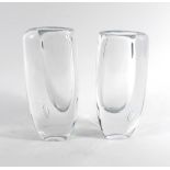 Vicke Lindstrand for Kosta Boda, a pair of trapped bubble vases, LH1617, h.