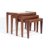 A Danish teak nest of three graduated occasional tables, max. w.