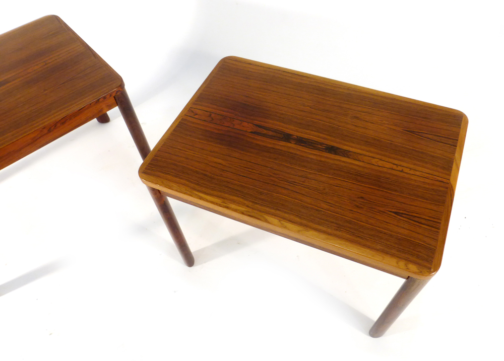 A pair of Swedish 1960's rosewood and crossbanded side tables on curved legs, - Image 4 of 4