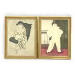 1960/70's, a pair of children dressed as clowns, lithographic prints,