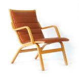 A 1960/70's beech and tan leather 'Ax'-style armchair CONDITION REPORT: