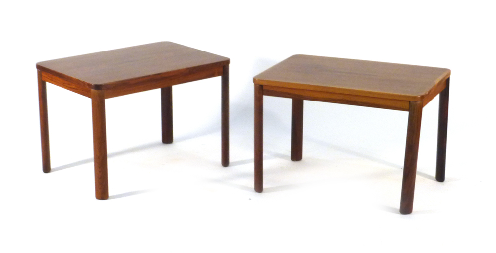 A pair of Swedish 1960's rosewood and crossbanded side tables on curved legs, - Image 2 of 4