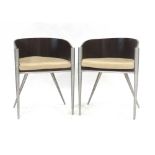 A set of six bistro chairs with bentwood backs and chromed legs CONDITION REPORT: