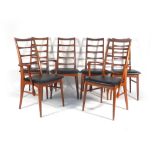 Niels Koefoed for Koefoeds Hornslet, a set of six teak 'Lis' dining chairs, including two carvers,