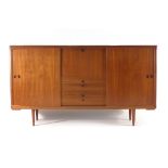 Henry Walter Klein for Bramin, a 1960's teak highboard with exposed dove-tail joints,