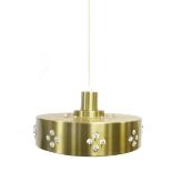 A 1970's brass coloured ceiling light with glass droplets CONDITION REPORT: Working