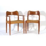 Arne Hovmand Olsen for Mogens Kold, a set of six teak and papercord dining chairs,