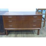 A 1960/70's Danish teak chest of three long drawers on square straight feet by BM, l.