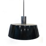 A black enamelled ceiling light of squat form CONDITION REPORT: Working order
