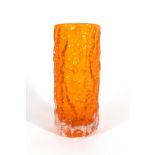 Geoffrey Baxter for Whitefriars, a medium 'Bark' vase in tangerine, 9690, h.