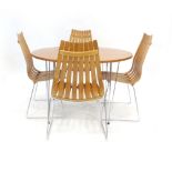 Hans Brattrud for Hove Mobler, a set of four 'Scandia' teak high back stacking dining chairs,