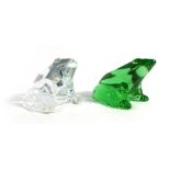 Two Baccarat glass paperweights modelled as seated frogs,