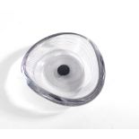 Vicke Lindstrand for Kosta Boda, a triangular clear and purple glass bowl, LH1386, d.