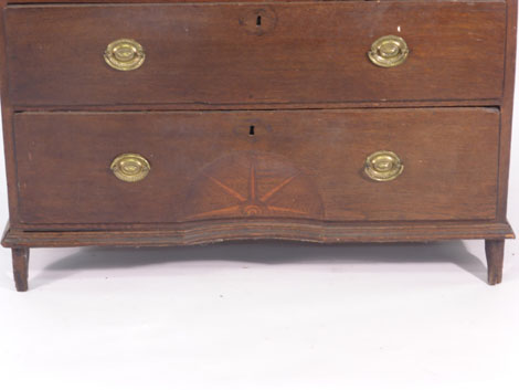A George III oak chest on chest with an arrangement of three short and six long graduated drawers, - Image 3 of 5