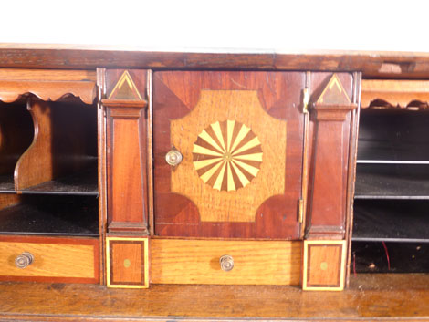 A George III oak and crossbanded bureau, - Image 3 of 5