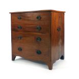 A George III mahogany and strung commode on bracket feet, w.