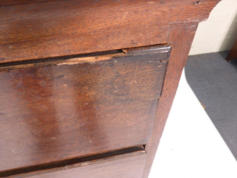 A George III oak chest on chest with an arrangement of three short and six long graduated drawers, - Image 4 of 5