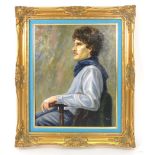 Alwin Bobby Watts (20th century), A half length portrait of a seated young man, signed,