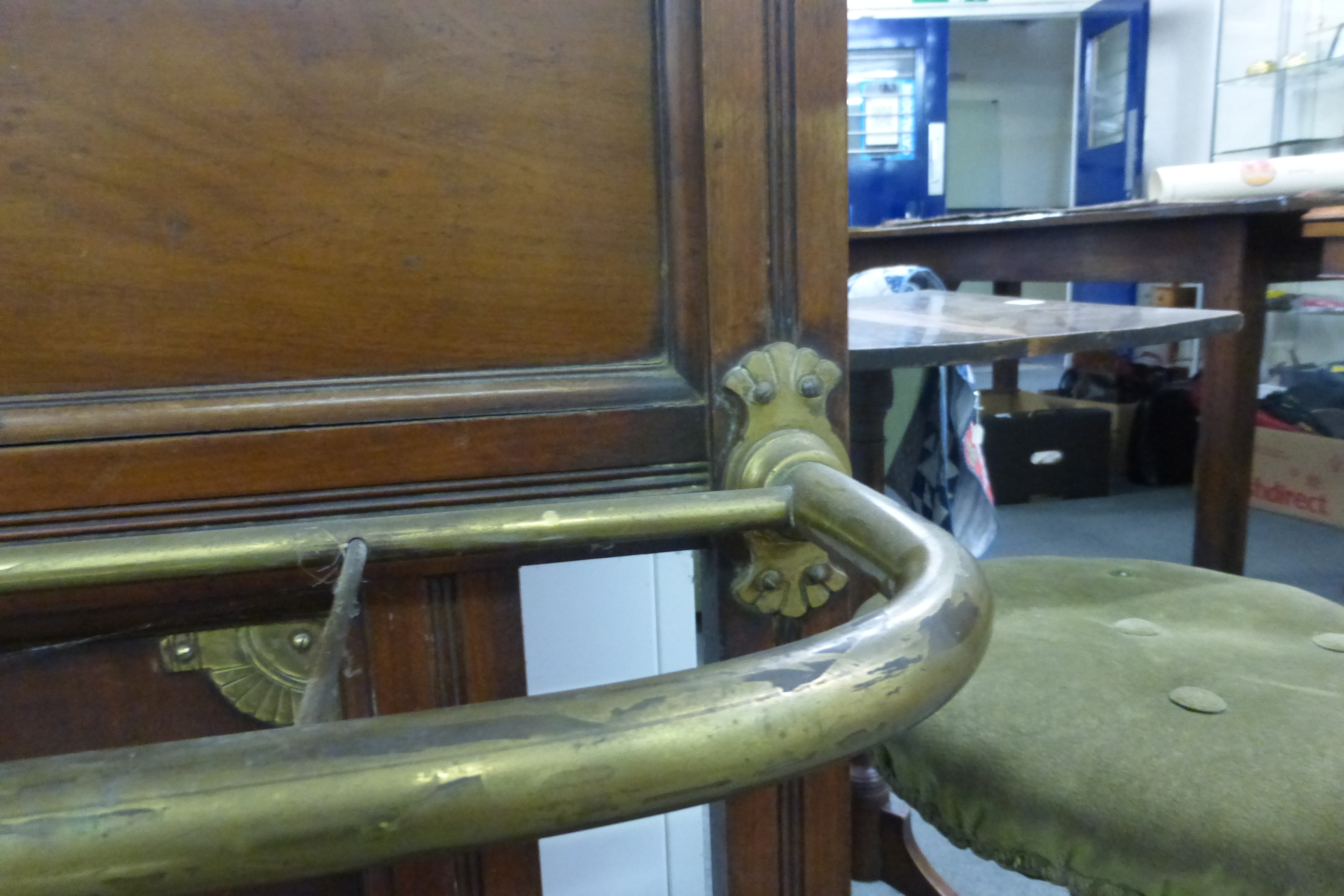 A late 19th century mahogany and brass mounted four compartment umbrella and stick stand attributed - Image 6 of 9