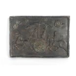 A Chinese terracotta plaque relief decorated with a chariot, w.