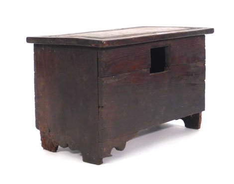 A 17th century oak hutch, the lid with chamfered moulding, lock removed, l. - Image 2 of 2