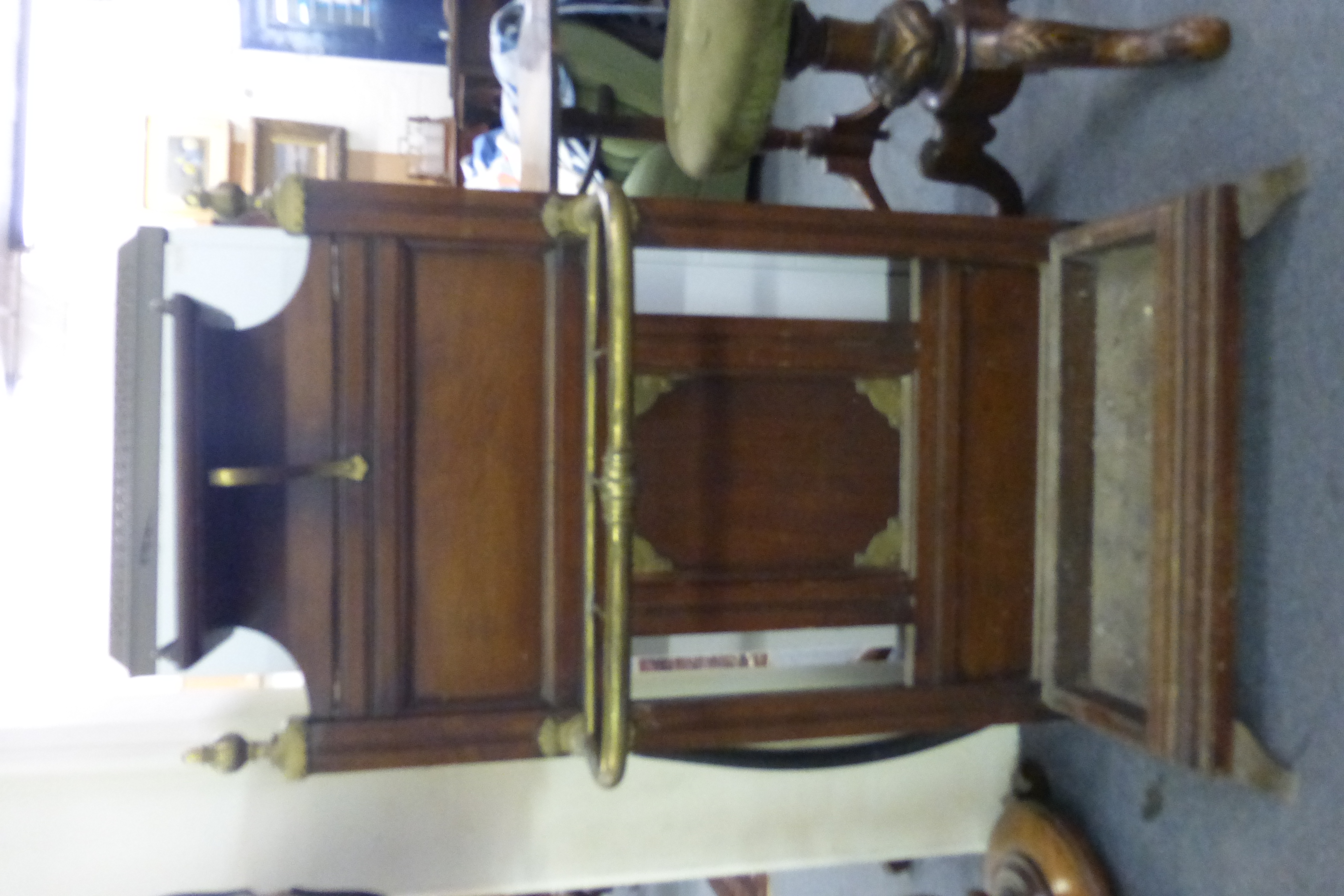 A late 19th century mahogany and brass mounted four compartment umbrella and stick stand attributed - Image 4 of 9