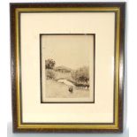 George Heywood Maunoir Sumner, A study of a deer park, etching,