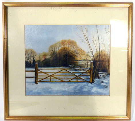 Anne Chasey (20th century), 'Winter Snows', signed, oil on artists' board, 24 x 29 cm, - Image 2 of 2