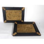 A pair of bronze bas-type wall plaques relief decorated with 'Jagd Auszug' and 'Jagd Heikehr',