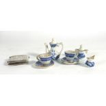 A small group of blue and white miniature dolls house porcelain,