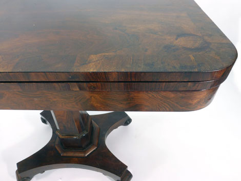 A William IV rosewood and crossbanded card table on a turned column, - Image 3 of 3