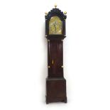 An 18th century eight-day longcase clock, the brass face with a silvered dial, Roman numerals,