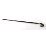 A 19th century walking stick, the horn handle enclosing a pipe cleaning kit by Clifton of England,