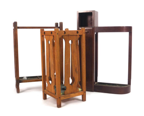 An Arts & Crafts type oak umbrella stand, h.