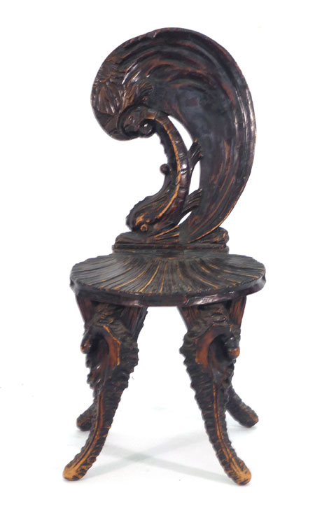 An early 20th century Venetian carved beech 'Grotto' hall chair CONDITION REPORT: