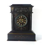 A 19th century French mantle clock, the movement striking on a gong and marked VD,