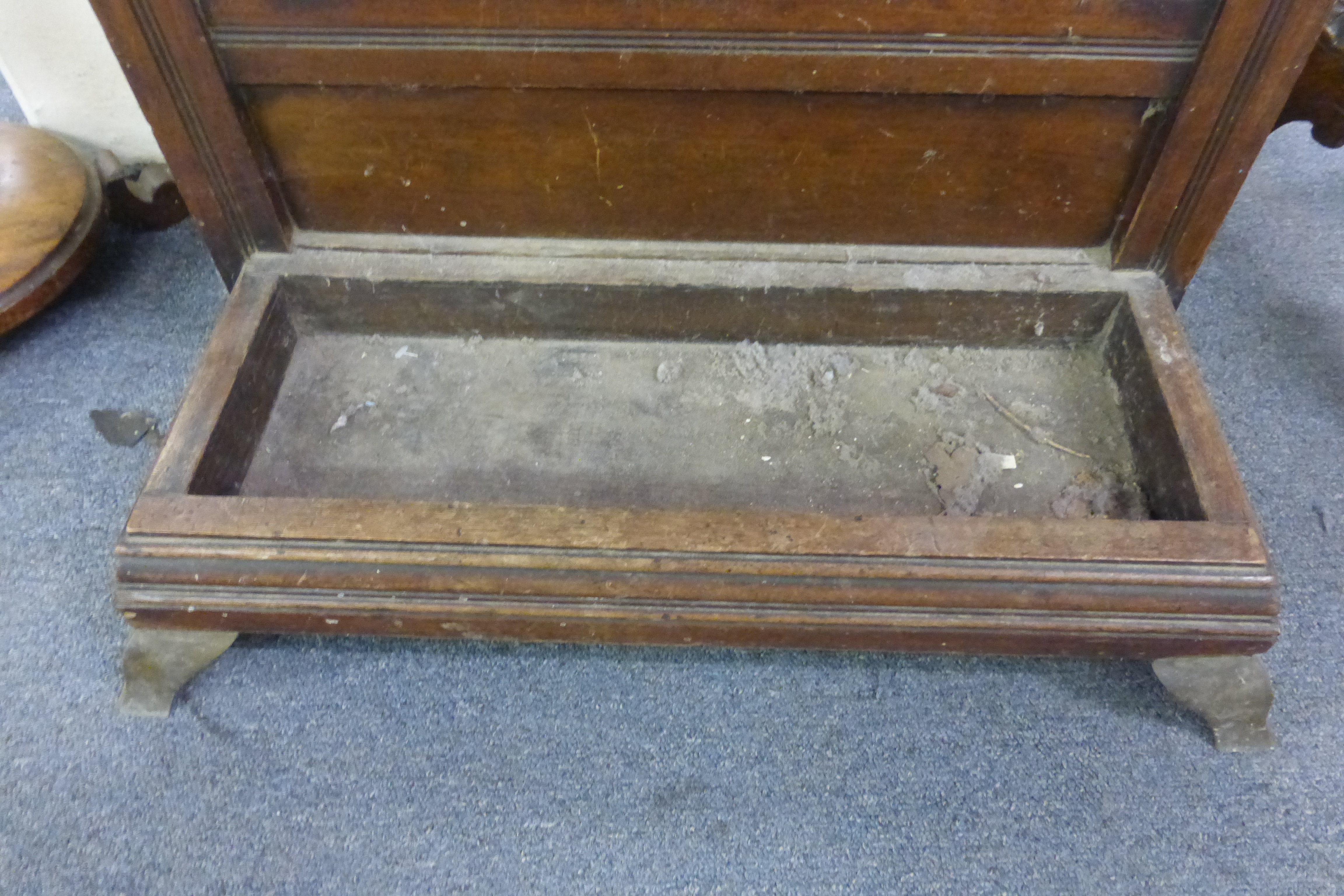 A late 19th century mahogany and brass mounted four compartment umbrella and stick stand attributed - Image 5 of 9