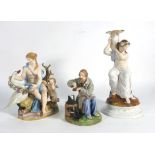 An 18th century style Continental porcelain figural group modelled as a female figure with a swan