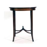 An Edwardian mahogany and strung oval occasional table,