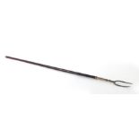 A late 19th century metalwares mounted two-prong toasting fork, l.