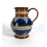 A Doulton Lambert stoneware water jug commemorating the diamond jubilee of Queen Victoria, h.