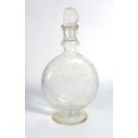 Baccarat for Martell, an etched glass moon flask and stopper, h.