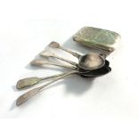 A set of six silver fiddle pattern teaspoons,