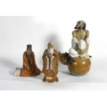 Six modern Chinese stoneware figures each modelled as a male figure at leisure, max h.