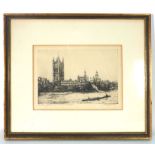 Harry Lambert, 'The Houses of Parliament', signed and inscribed in pencil, etching, 14 x 20.