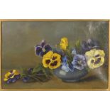 L.. H.. Cooper, Still life, vase of pansies, signed and dated 1900, oil on canvas, 21.5 x 33.