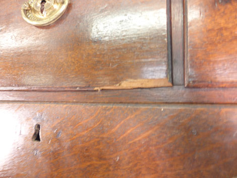 A George III oak chest on chest with an arrangement of three short and six long graduated drawers, - Image 5 of 5